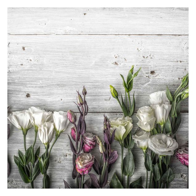 Carta da parati - Tulip Rose Shabby wood look