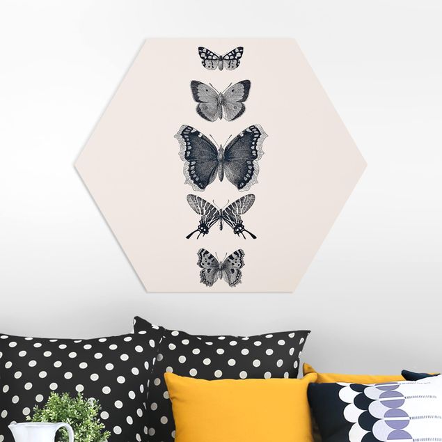 stampe animali Farfalle d'inchiostro su sfondo beige