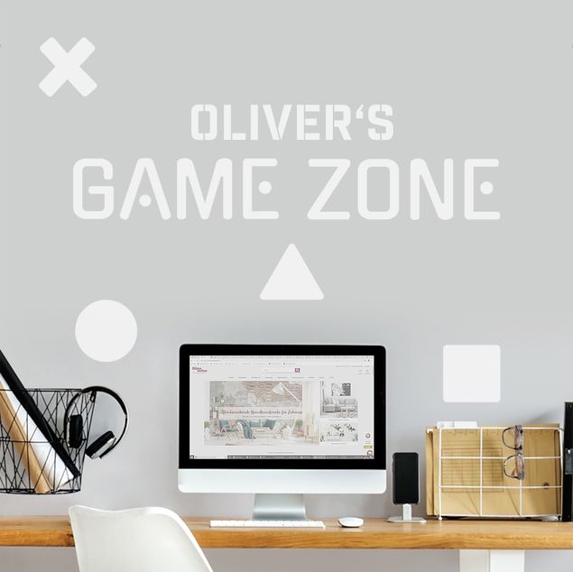 Adesivo murale con testo personalizzato - Tipografia Game Zone con nome personalizzato