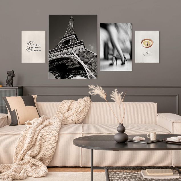 Composizione quadri parete Innamorati di Parigi