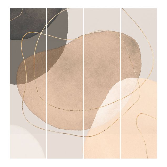 Tenda scorrevole set - Impressioni frivole in beige - Pannello