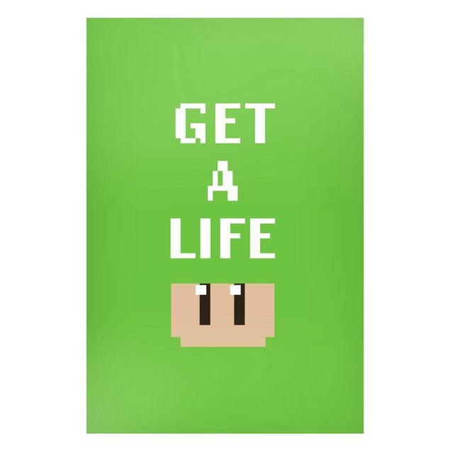 Lavagna magnetica - Frase di videogioco Get A Life in verde - Formato verticale 2:3