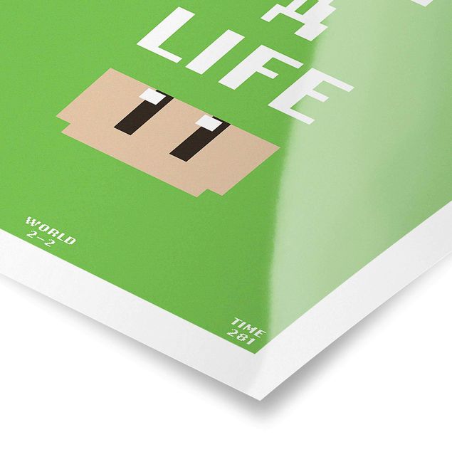 Poster riproduzione - Frase di videogioco Get A Life in verde