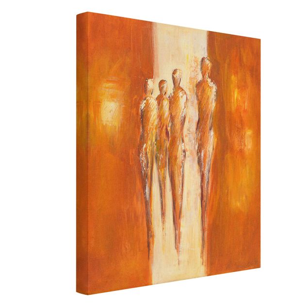 Abstrakte Malerei Quattro figure in arancione 02
