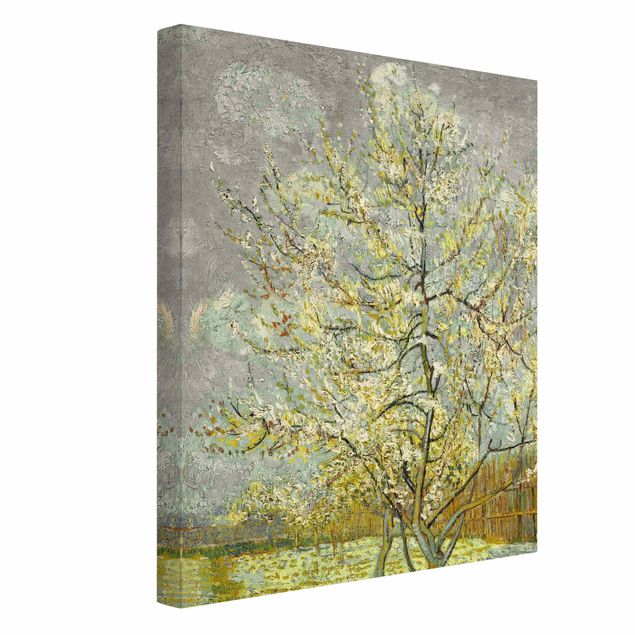 Quadro su tela naturale - Vincent van Gogh - Pesco in fiore nel giardino - Formato verticale 3:4