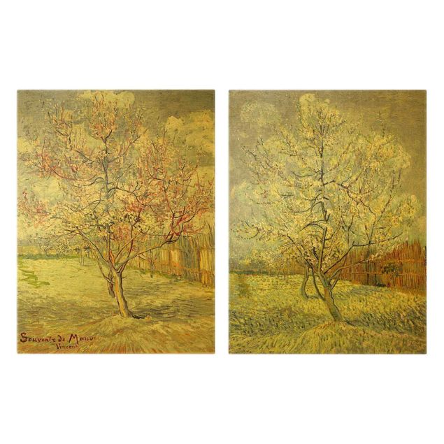 Stampa su tela 2 parti - Vincent van Gogh - Pesco in fiore nel giardino