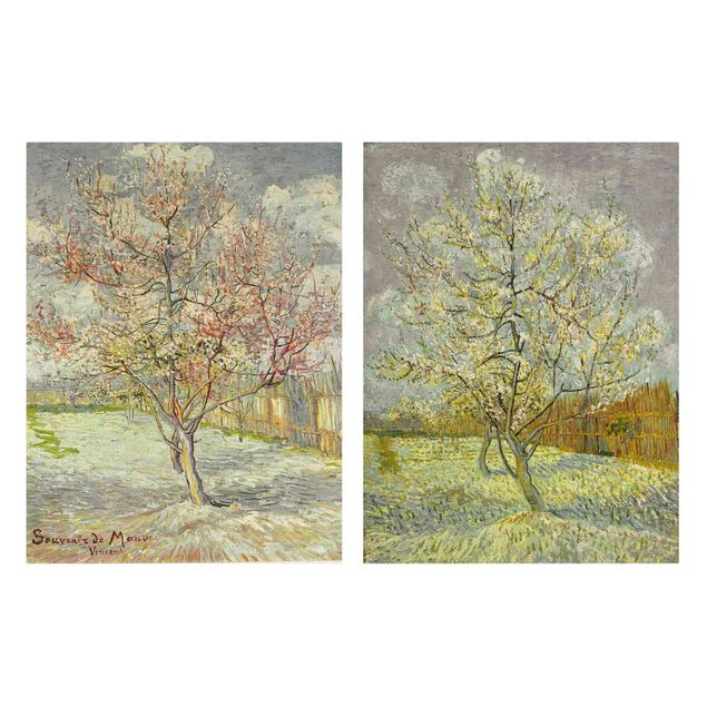 Stampa su tela 2 parti - Vincent van Gogh - Pesco in fiore nel giardino