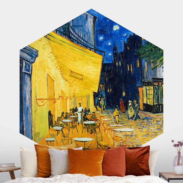 Carta da parati esagonale Vincent van Gogh - Terrazza di un caffè di notte