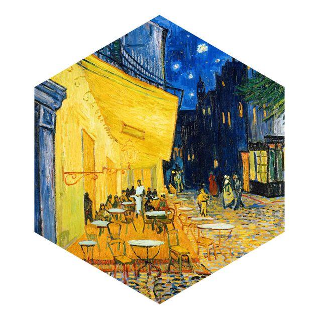 Carta da parati esagonale adesiva con disegni - Vincent van Gogh - Terrazza del caffè ad Arles