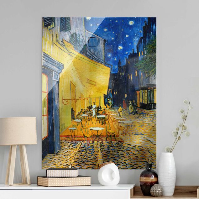 Quadro su vetro - Vincent van Gogh - Terrazza del caffè la sera, Place du Forum, Arles - Post-Impressionismo - Verticale 3:4