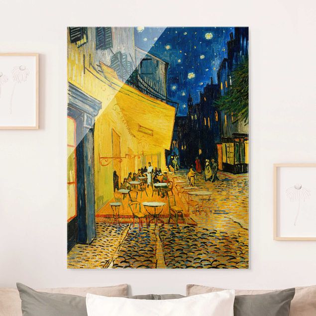 Lavagna magnetica in vetro Vincent van Gogh - Terrazza di un caffè di notte
