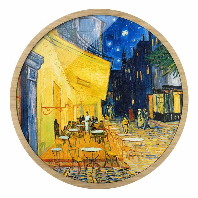 Quadro rotondo incorniciato - Vincent van Gogh - Terrazza del caffè ad Arles