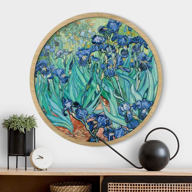 Poster con cornice rotonda Vincent Van Gogh - Iris
