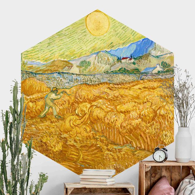 Carta da parati esagonale Vincent Van Gogh - Il raccolto, il campo di grano