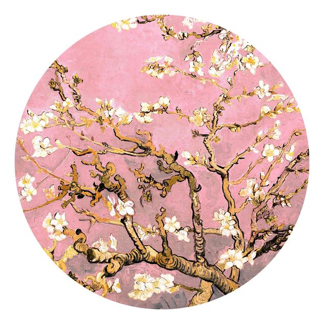 Carta da parati rotonda autoadesiva - Vincent van Gogh - Mandorlo in Fiore in rosa pallido