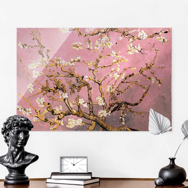 Lavagna magnetica vetro Vincent Van Gogh - Mandorlo in fiore in rosa antico