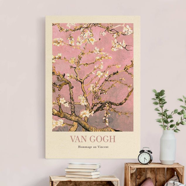 Riproduzioni su tela quadri famosi Vincent van Gogh - Mandorlo in fiore in rosa - Edizione da museo