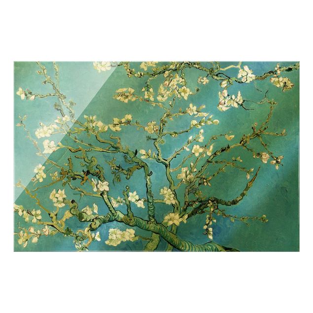 Quadro in vetro - Vincent van Gogh - Ramo di mandorlo fiorito - Formato orizzontale