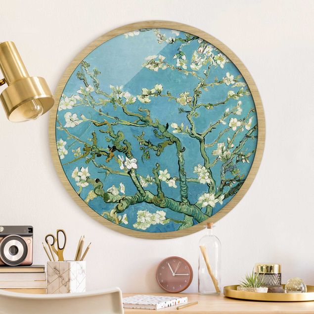 Poster con cornice rotonda Vincent Van Gogh - Mandorli in fiore