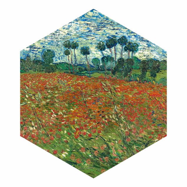 Carta da parati esagonale adesiva con disegni - Vincent van Gogh - Campo di papaveri