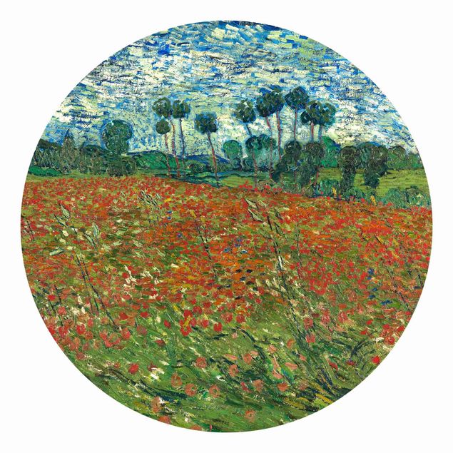 Carta da parati rotonda autoadesiva - Vincent van Gogh - Campo di papaveri