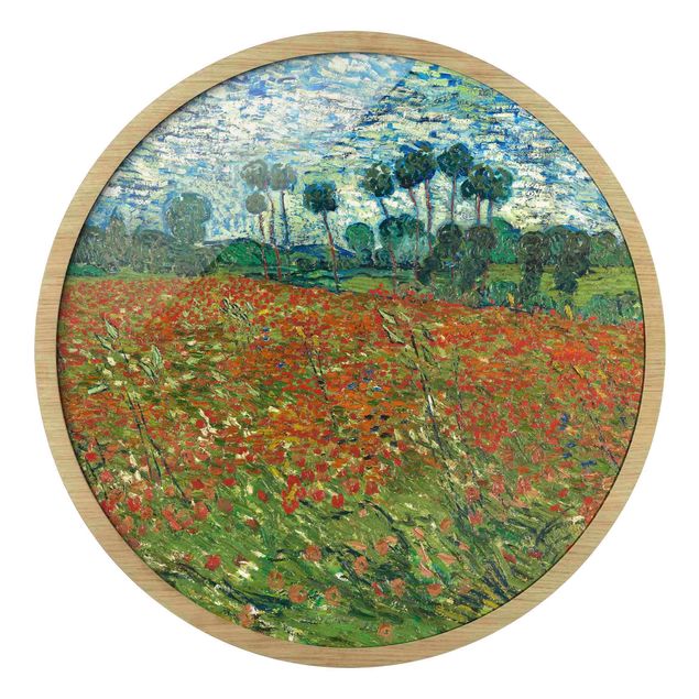 Quadro rotondo incorniciato - Vincent van Gogh - Campo di papaveri