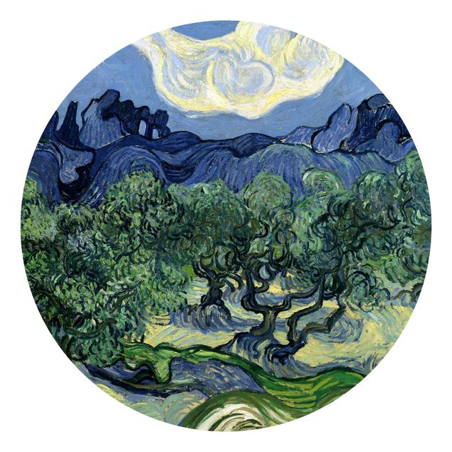 Carta da parati rotonda autoadesiva - Vincent van Gogh - Ulivi