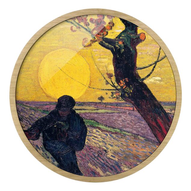 Quadro rotondo incorniciato - Vincent van Gogh - Il seminatore