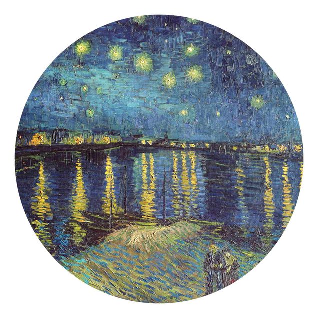 Carta da parati rotonda autoadesiva - Vincent van Gogh - Notte stellata sul Rodano