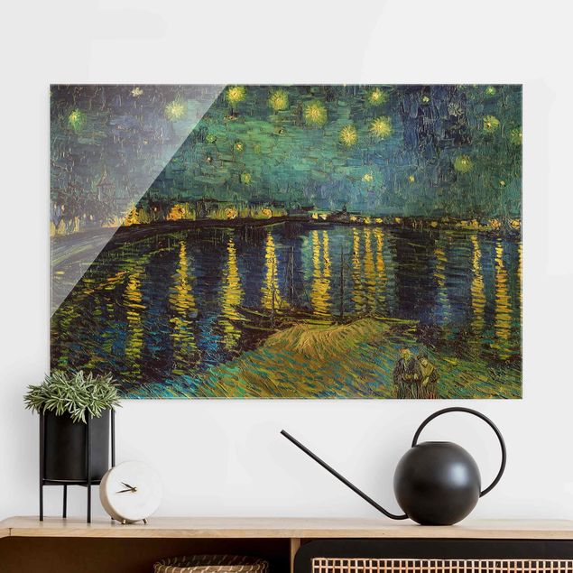 Lavagna magnetica vetro Vincent Van Gogh - Notte stellata sul Rodano