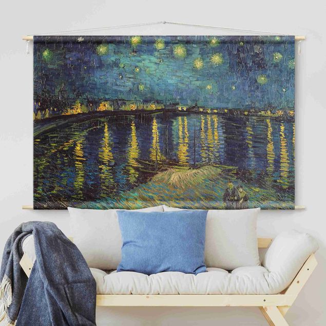 Arazzi da parete xxl Vincent van Gogh - Notte stellata sul Rodano