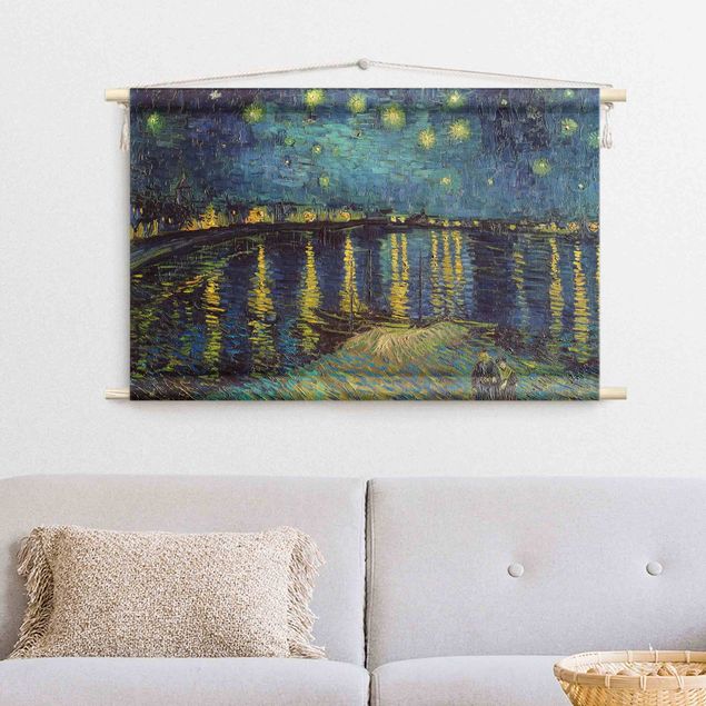 Arazzi da parete arte Vincent van Gogh - Notte stellata sul Rodano