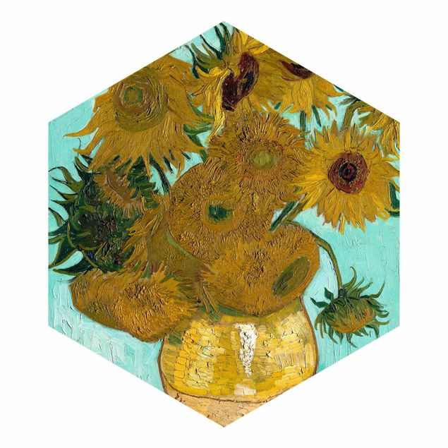 Carta da parati esagonale adesiva con disegni - Vincent van Gogh - Girasoli