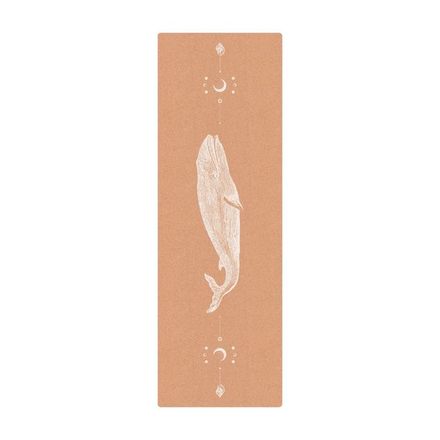Tappetino di sughero - Megattera vintage in bianco - Formato verticale 1:3