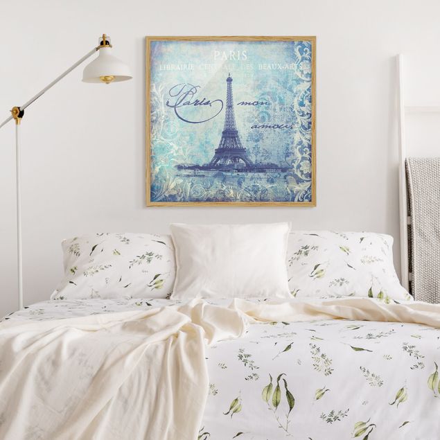 Poster con cornice - Collage vintage - Paris Mon Amour