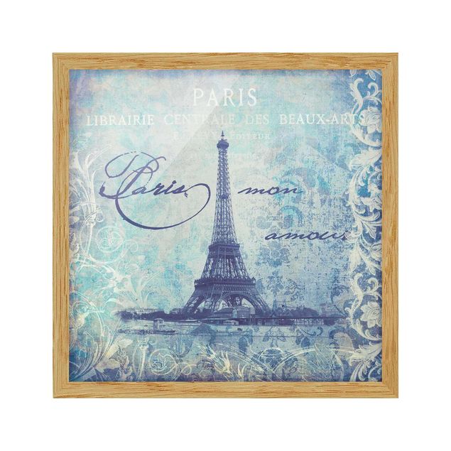 Poster con cornice - Collage vintage - Paris Mon Amour