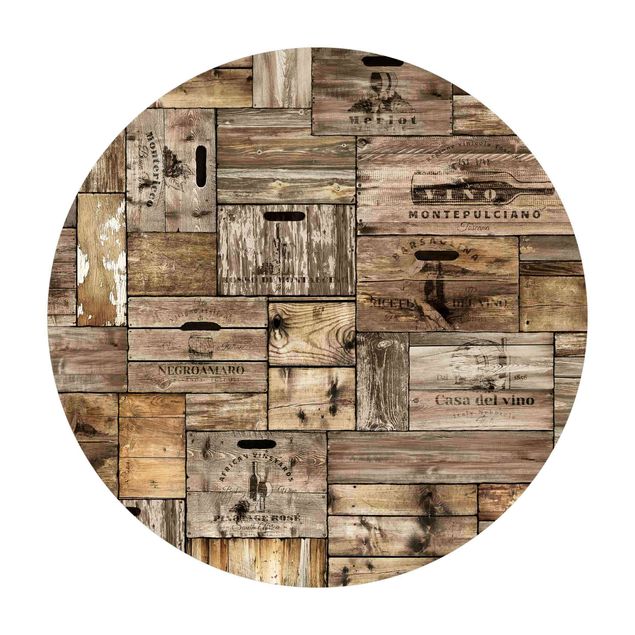 Tappeto in vinile rotondo - Cassa di legno vintage