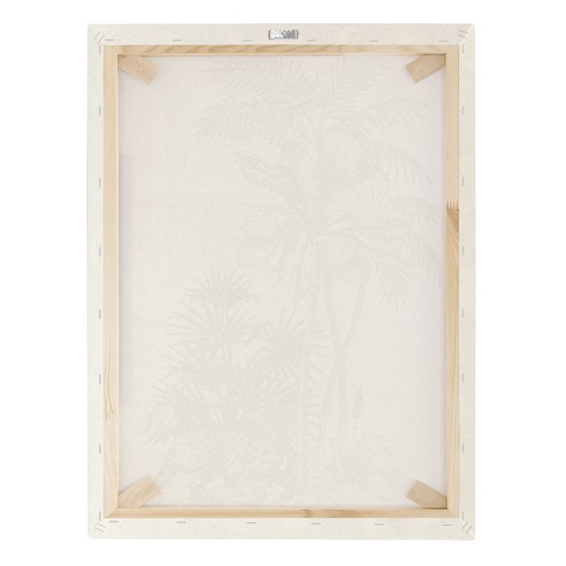 Quadro su tela oro - Illustrazione vintage - Tigre e palme