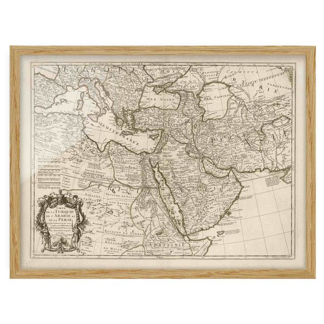 Poster con cornice - Cartina vintage dell'Oriente