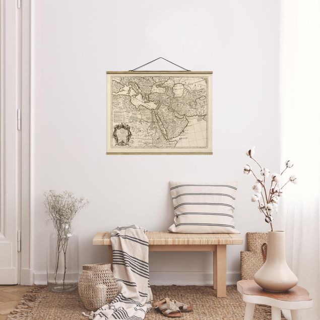 Foto su tessuto da parete con bastone - Cartina vintage dell'Oriente - Orizzontale 4:3