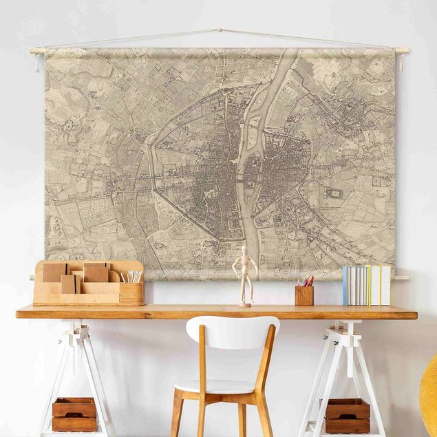 Arazzi da parete moderno Mappa vintage Paris