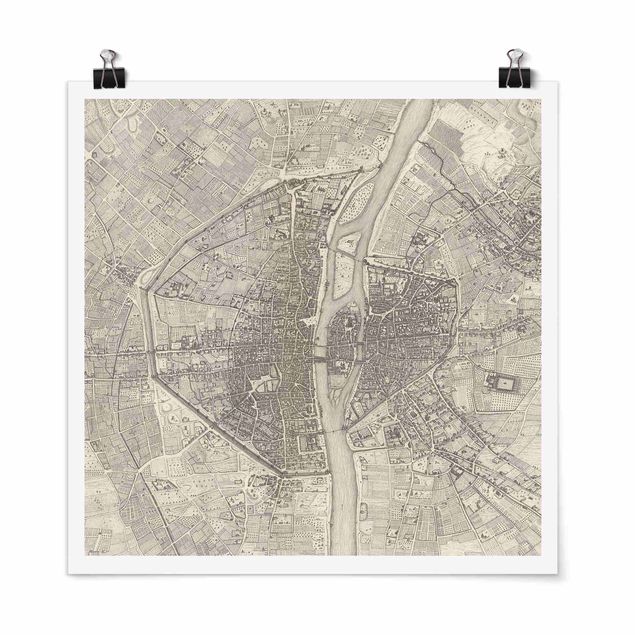 Poster - Mappa vintage Paris
