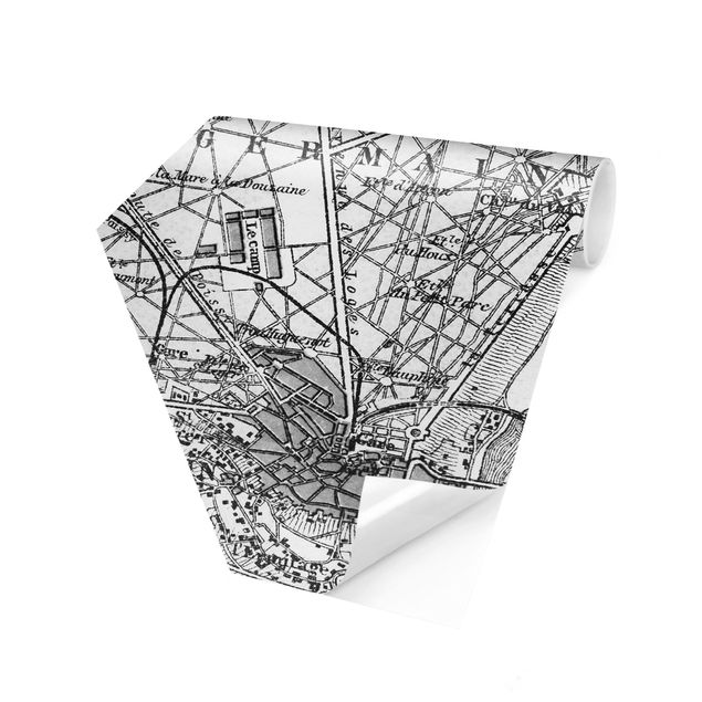 Carta da parati esagonale adesiva con disegni - Mappa di Saint-Germain a Parigi
