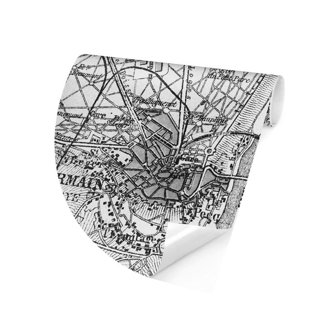 Carta da parati rotonda autoadesiva - Mappa di Saint-Germain a Parigi