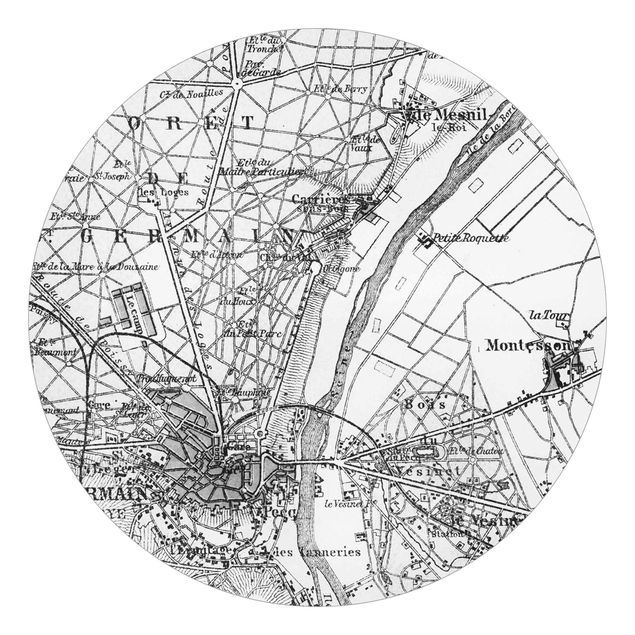 Carta da parati rotonda autoadesiva - Mappa di Saint-Germain a Parigi