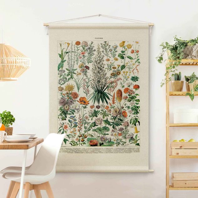 Arazzi da parete moderno Tavola didattica vintage con fiori I