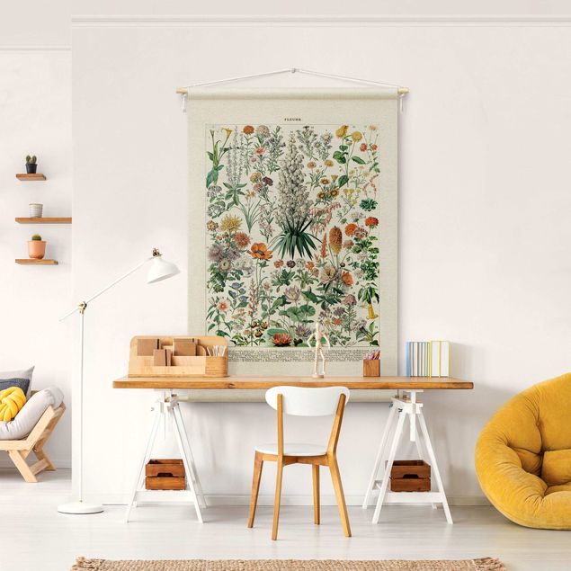 Arazzi da parete grande Tavola didattica vintage con fiori I