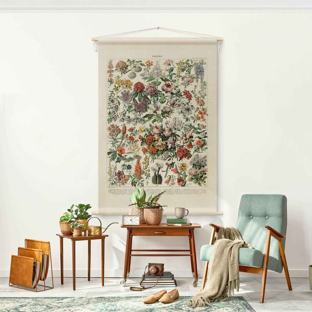 Arazzi da parete grande Tavola didattica vintage con fiori II