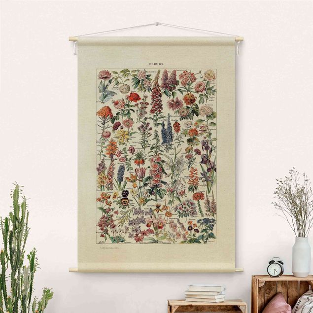 Arazzi da parete moderno Tavola didattica vintage con fiori V
