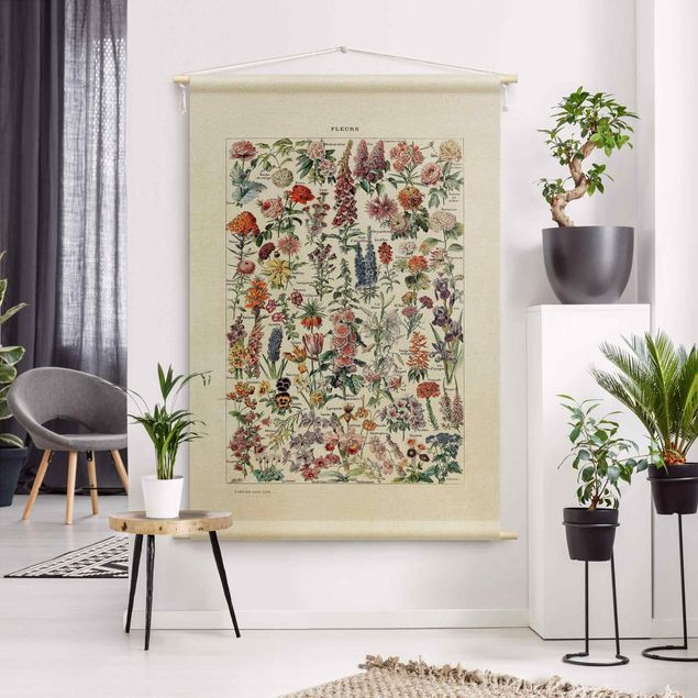 Arazzi da parete grande Tavola didattica vintage con fiori V